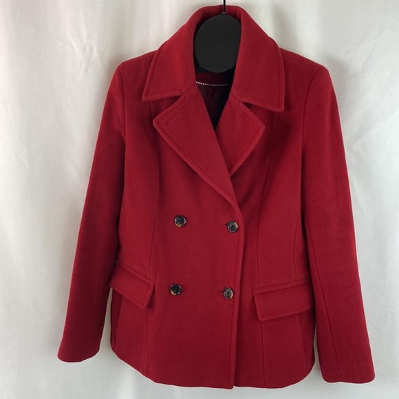 LANDS End Red Wool Blend Coat - Picture 8 of 8